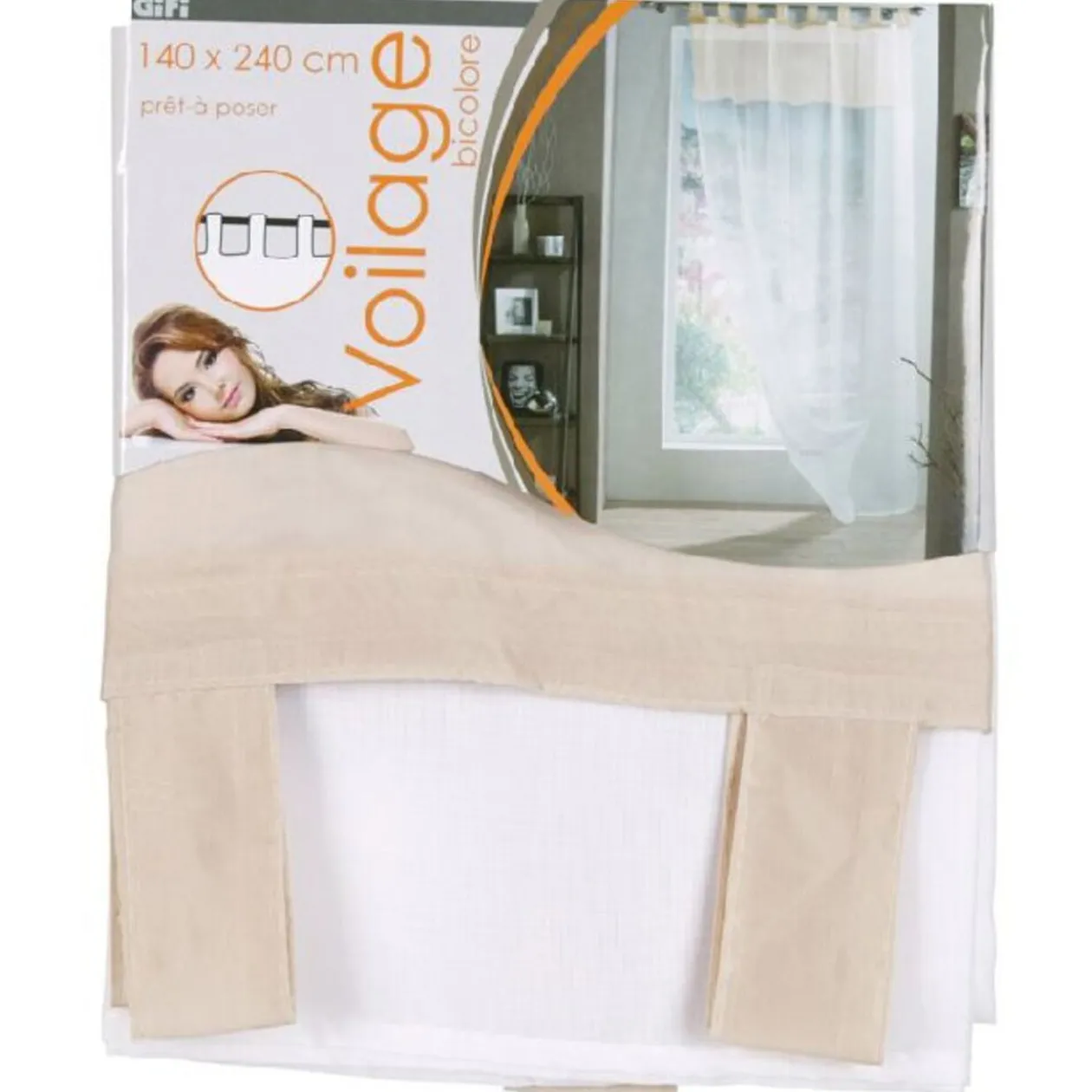 Voile à pattes bicolore beige blanc